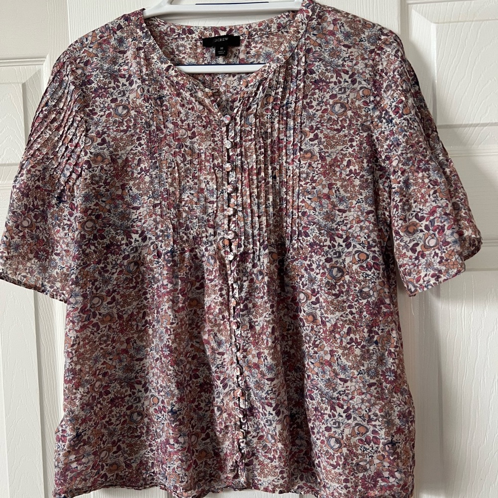 J. Crew Bib Collar Blouse with Pleats